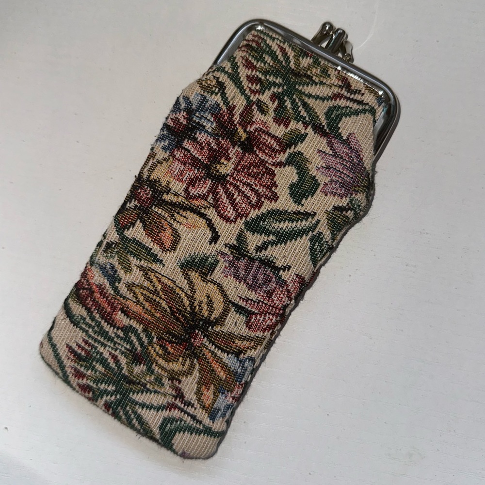 Vtg Double Pocket Floral Tapestry Glasses Case - Picture 3 of 6